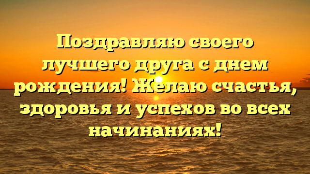 Поздравляю своего лучшего друга с днем рождения! Желаю счастья, здоровья и успехов во всех начинаниях!